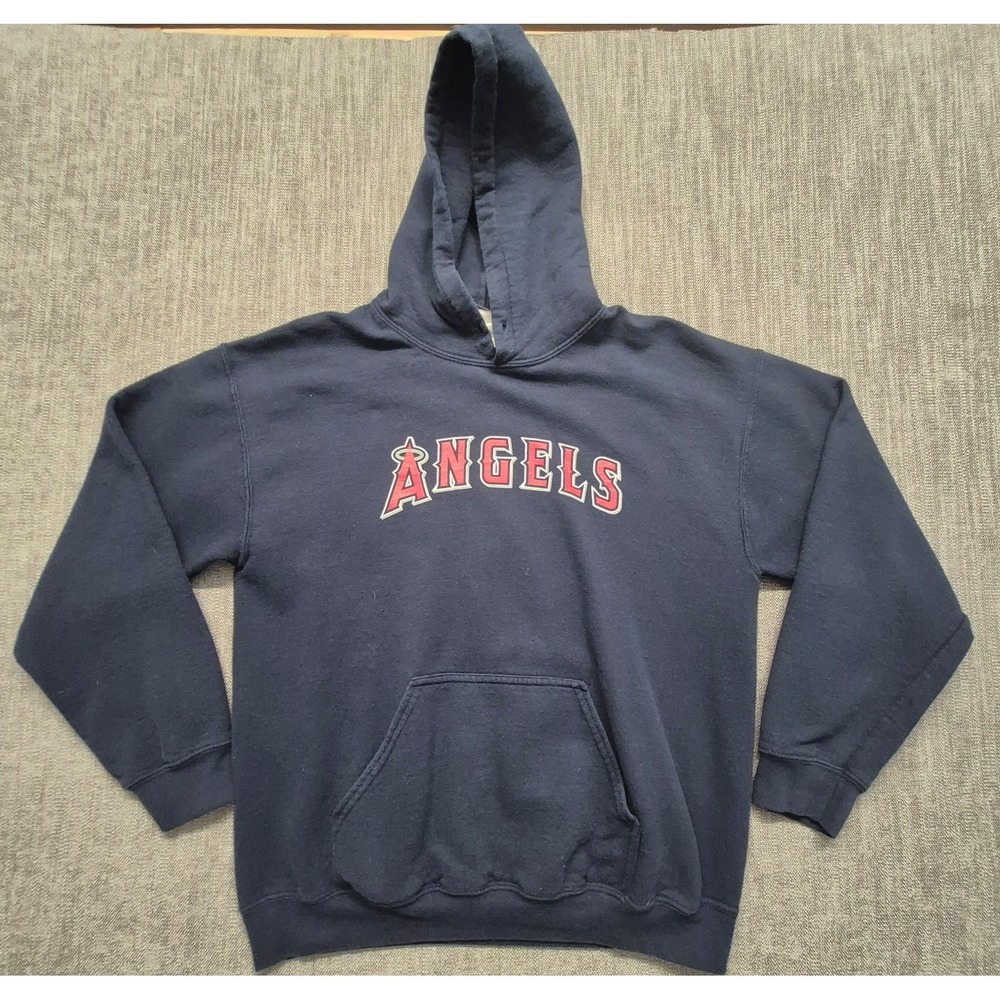 Los Angles Angels men's navy‎ blue graphic hoodie M front pocket MLB Game Day